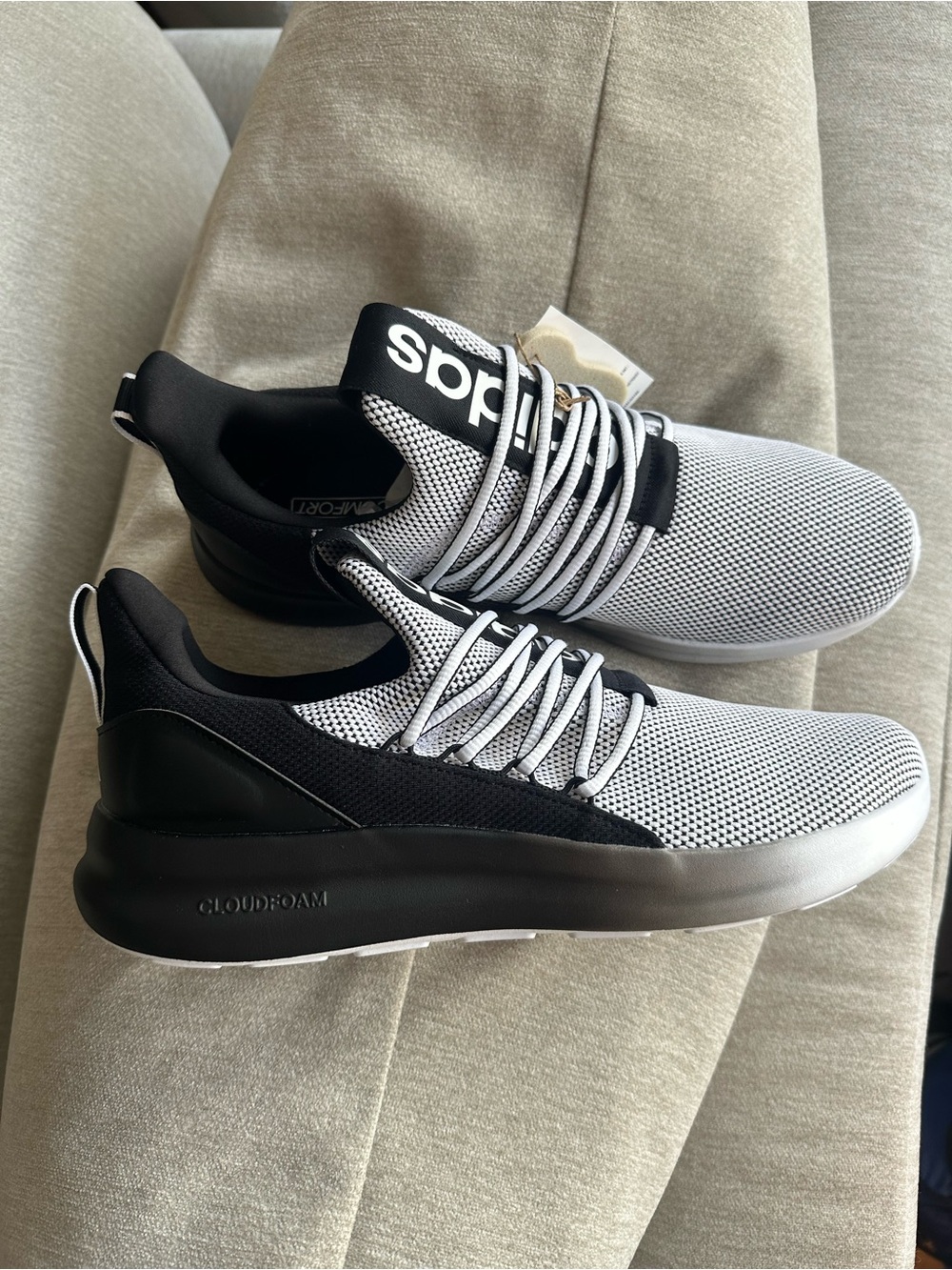 adidas Men’s Cloudfoam Lace-Up Sneakers — Black & White